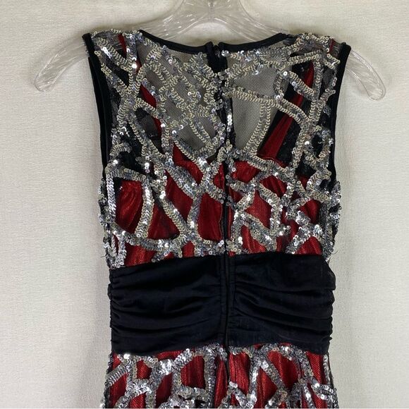 Dance Sophisticates Dress Red Black Silver Dance Wear Costume See Measurements - Picture 8 of 10